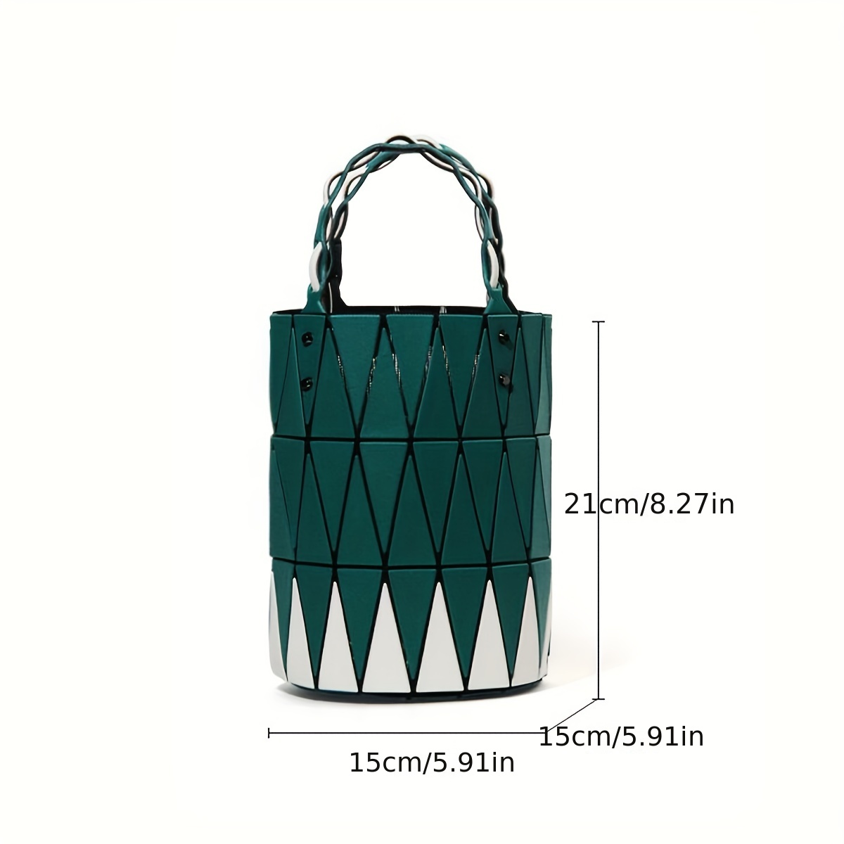 Rope Handle Tote Bag For Women Fashion Geometry Handbag Triangle Fold  Design PU Leather Shoulder Bag Girls Mini Crossbody Bag