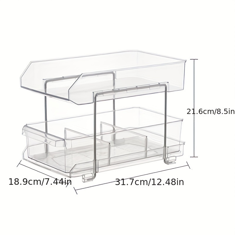 2 Tier Clear Pull Out Organizers and Storage - Snack Organization for  Pantry w Lids/Dividers, Slide-Out Under Sink Organizer for Bathroom and  Kitchen, Cabinet/Countertop Acrylic Drawers Medicine Bins 
