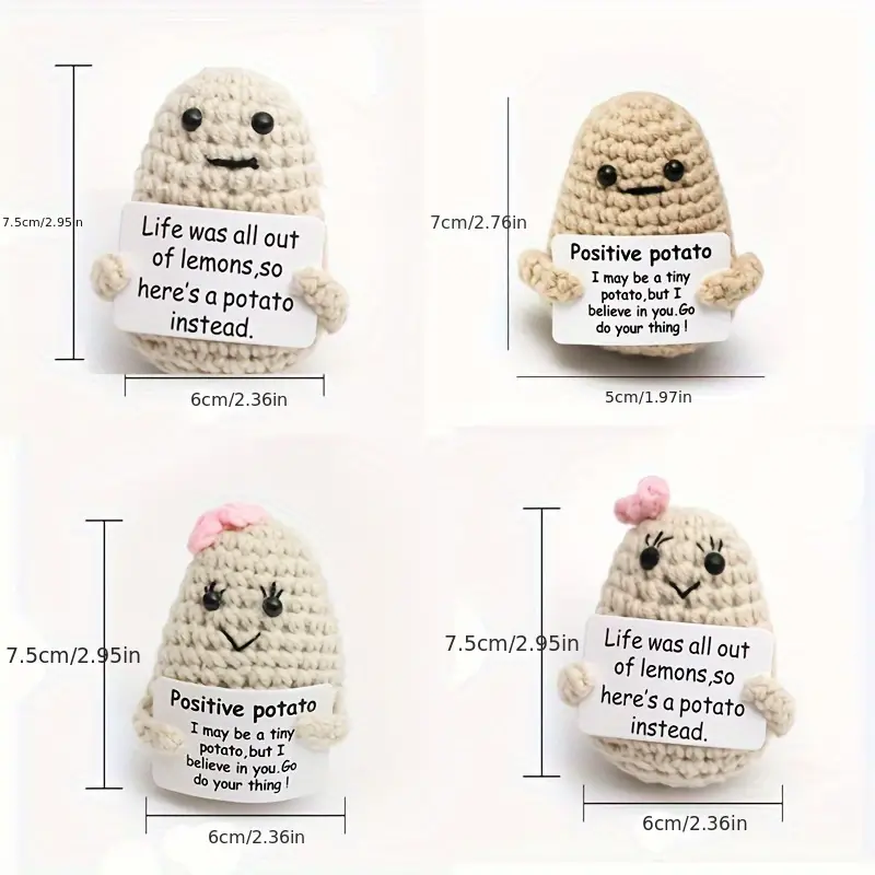 Funny Positive Potato Cute Wool Knitting Doll With Positive Card Potato  DoWE