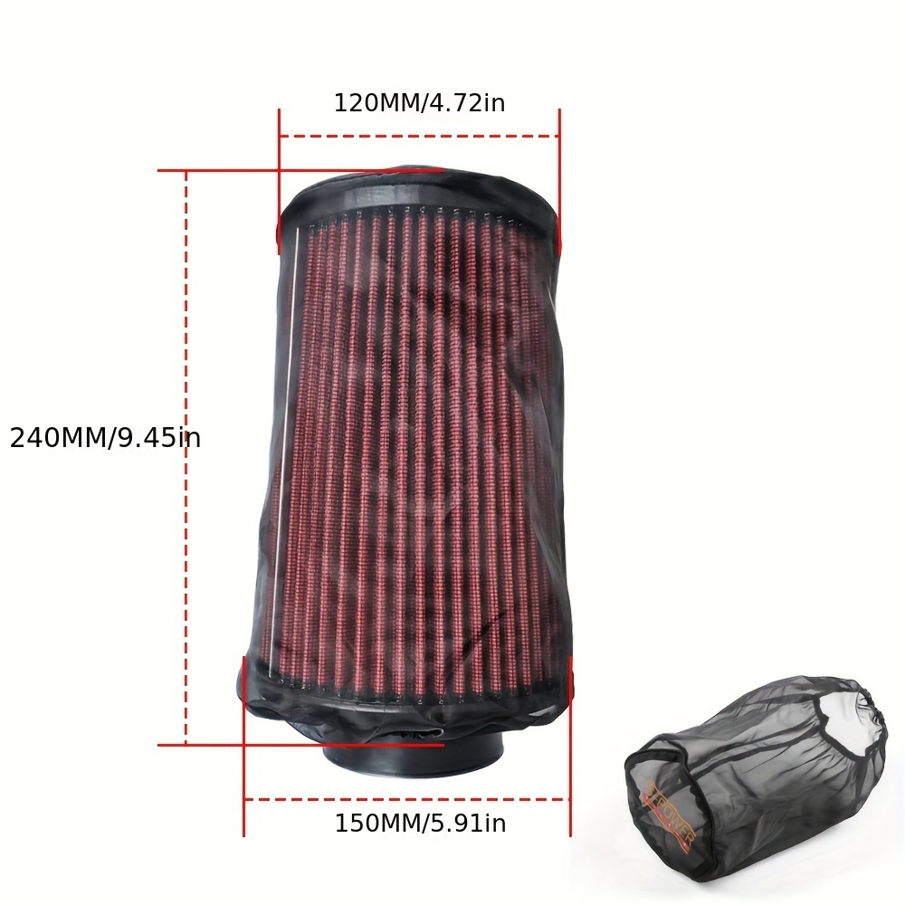 TEMU - Car Air Intake Filter - 110mm/155mm, Waterproof & Dustproof Nylon Wrap For Enhanced