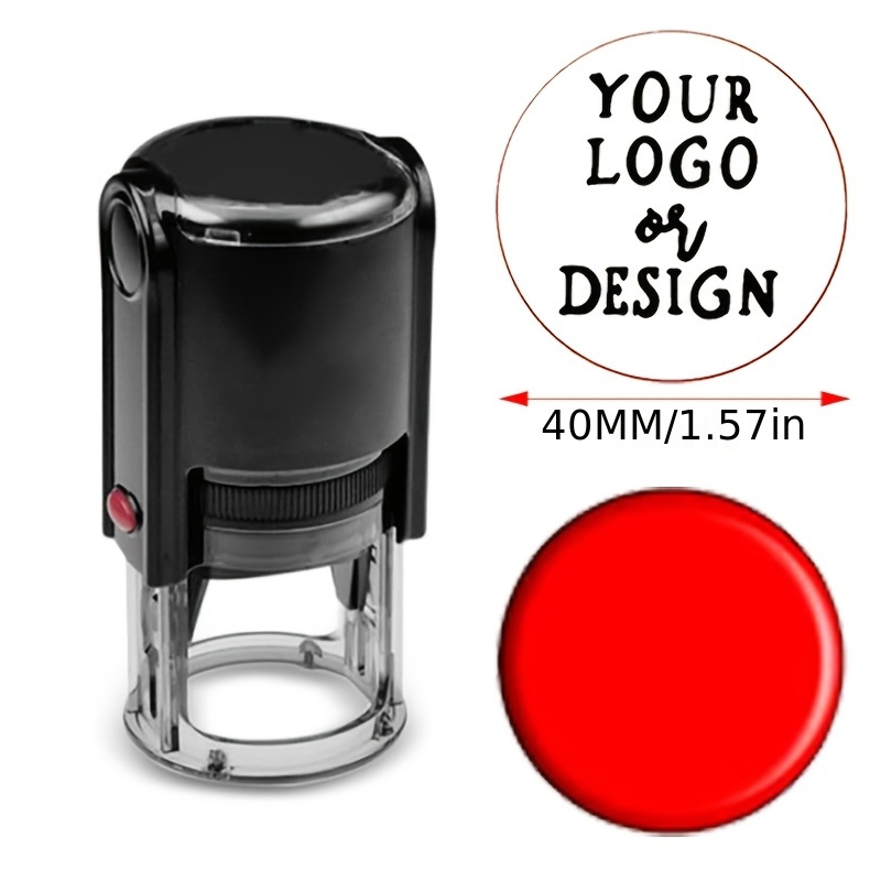 Custom Business Logo Stamp - 40mm Self Inking Stamper For Wedding & Branding
