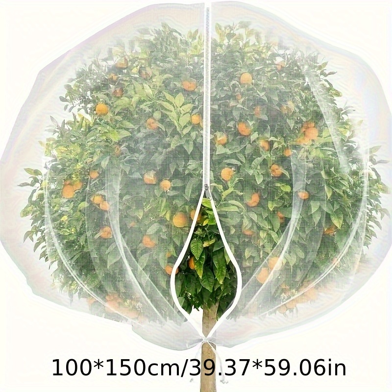 TEMU Fruit Net Bag For Fruit Trees, Bird Netting, Protect Trees And Blueberry Bushes From Birds, Pests, Deer, Cicadas, Net Cover With Zipper And