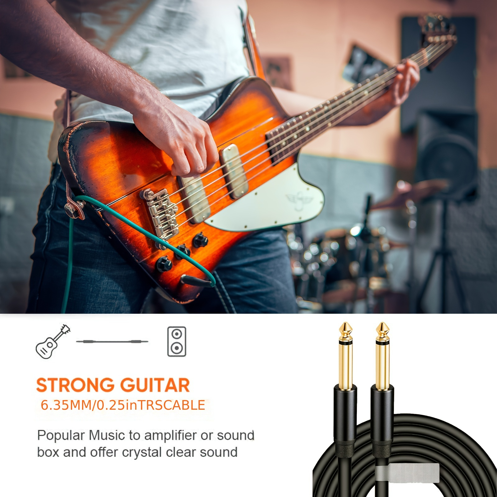 6m Guitar Lead 1/4 Inch Jack to Jack Audio Cable