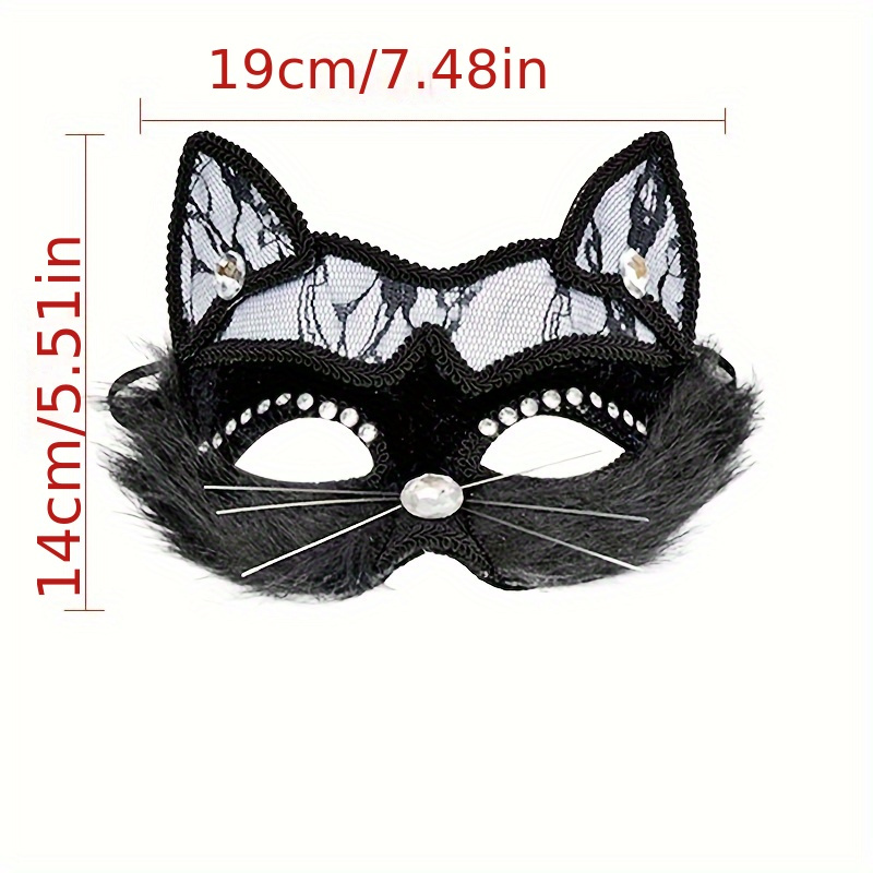 [1pc Punk Cat Mask] Exotic Animal Cat Mask, PVC Material, Embossed, Non-Stretch, Decorative Face Covering, with Hand Wash or Dry Clean for Parties, Halloween, Costume Events, Cosplay Accessory for Adults details 2