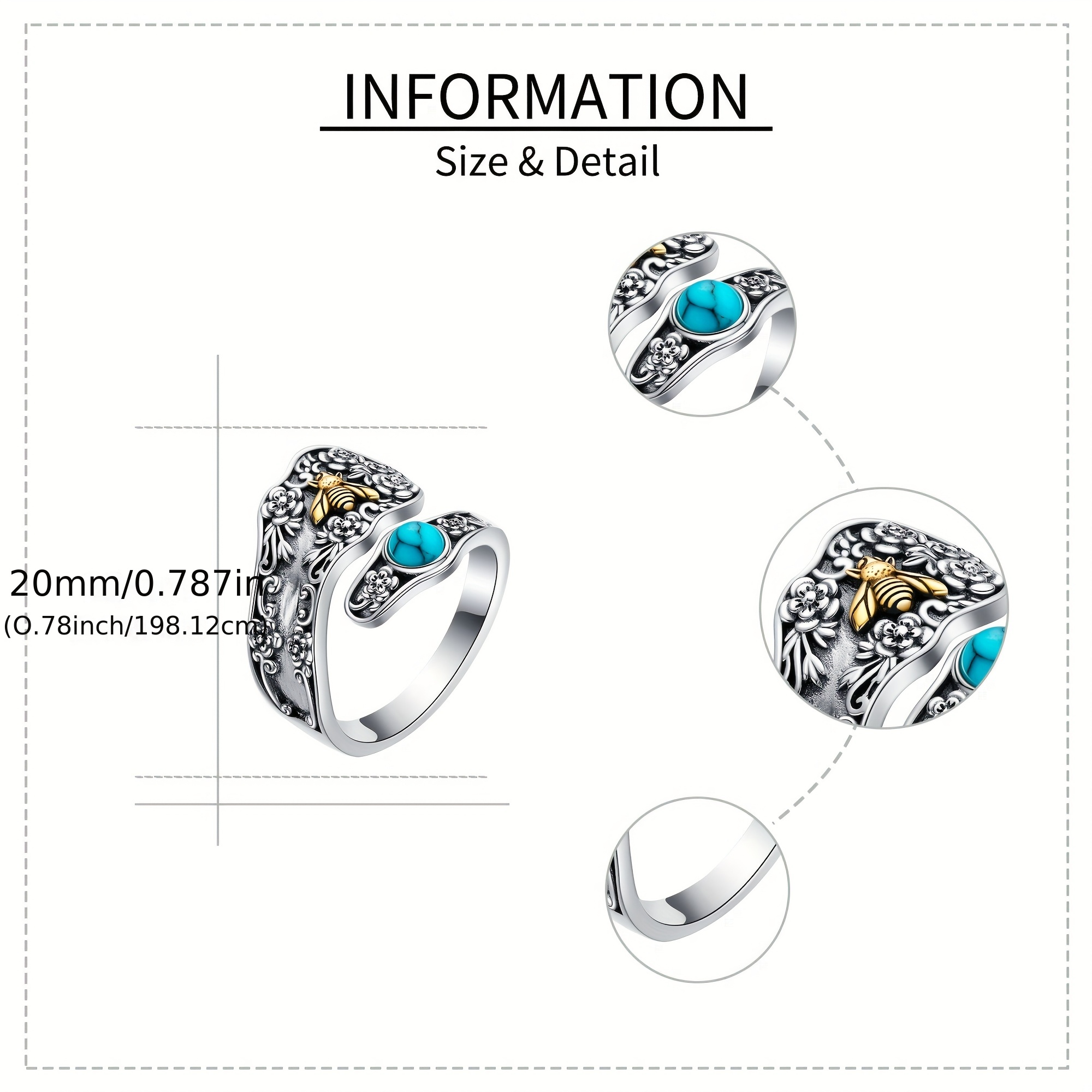Women's 925 Sterling Silver Bee Spoon Adjustable Ring