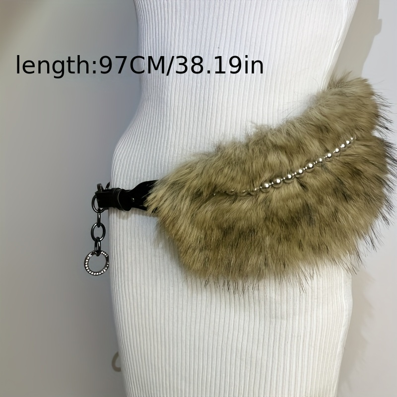 d a faux rabbit fur belt metallic rings wide pu leather - Temu Norway