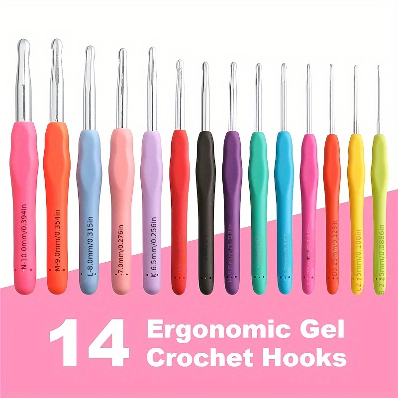 38 Pack Crochet Hooks Set,13 PCS 2mm(B)-10mm(N) Ergonomic Soft