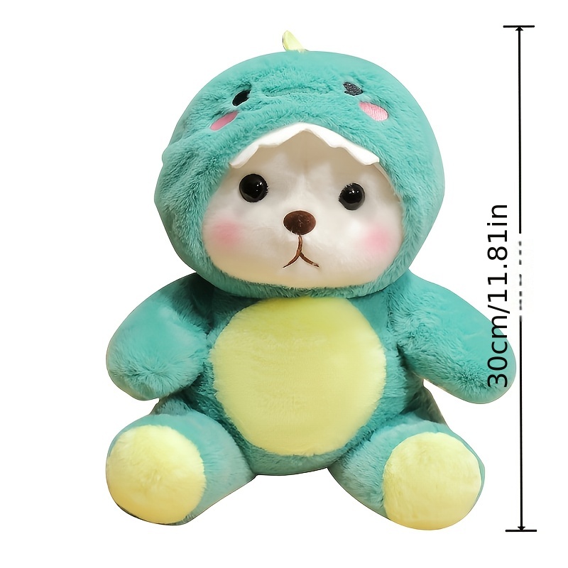 Simulated Animal Bear With Detachable Hat Green Plush Toy - Temu