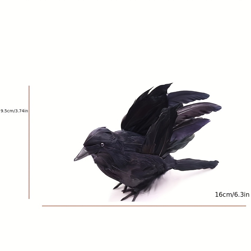 Acquista 1/6 pezzi di corvo di simulazione con ali di piume piume  artificiali nere display stagionali decorazione spaventosa di Halloween  uccello finto nero