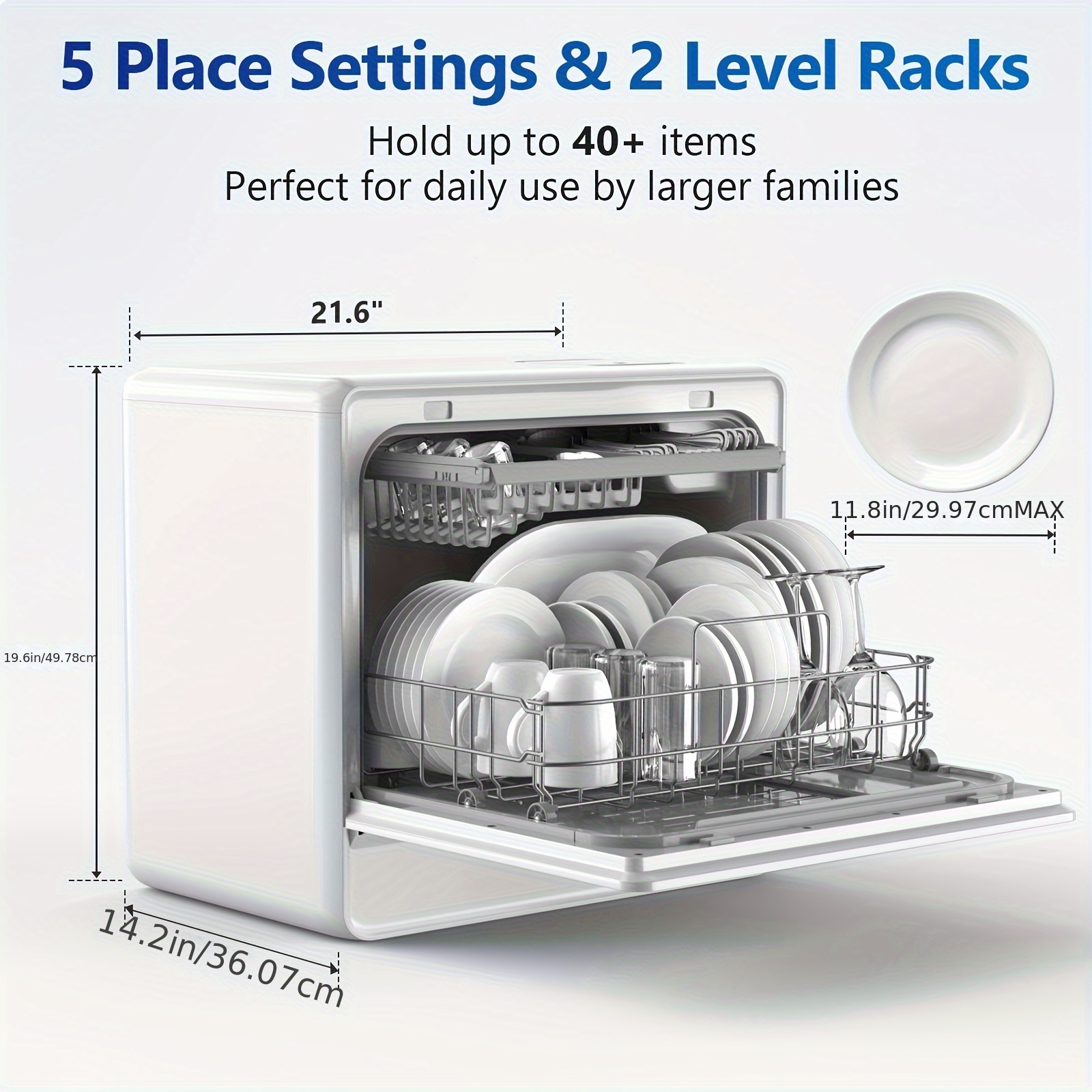 Lavastoviglie Portatile Da Tavolo | 4 Modalit&agrave; Di Lavaggio, Doppio Spray 360&deg; | Compatta Per Piccoli Spazi, Ideale Per Studio E Casa