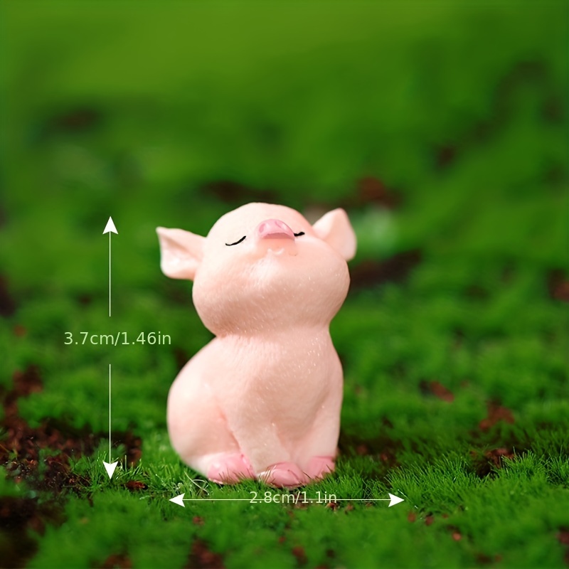 10/5pcs Kawaii Mini Resin Pig Cartoon Pigs Miniatures Terrarium Figurines  Luminous Ornaments Car Home Decoration Accessories