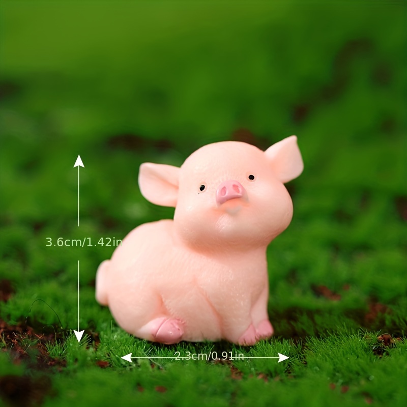 10/5pcs Kawaii Mini Resin Pig Cartoon Pigs Miniatures Terrarium Figurines  Luminous Ornaments Car Home Decoration Accessories