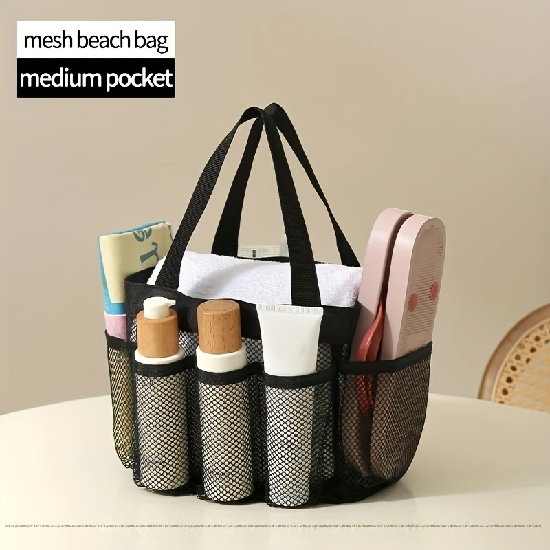 

Simple And Beautiful Mesh Beach Bag, Large Capacity Portable Skin Care Cosmetic Bag With Handle