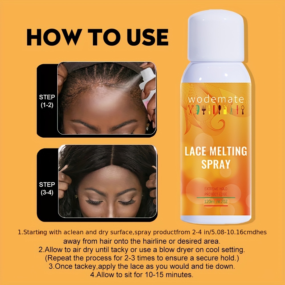 Lace Melting Spray And Holding Spray(120ml), Extreme Hold Melting Spray For Lace  Wigs, Glueless, Strong Natural Finishing Hold, Dries Quickly, Wig Melting  Spray & Hair Adhesive for Wigs