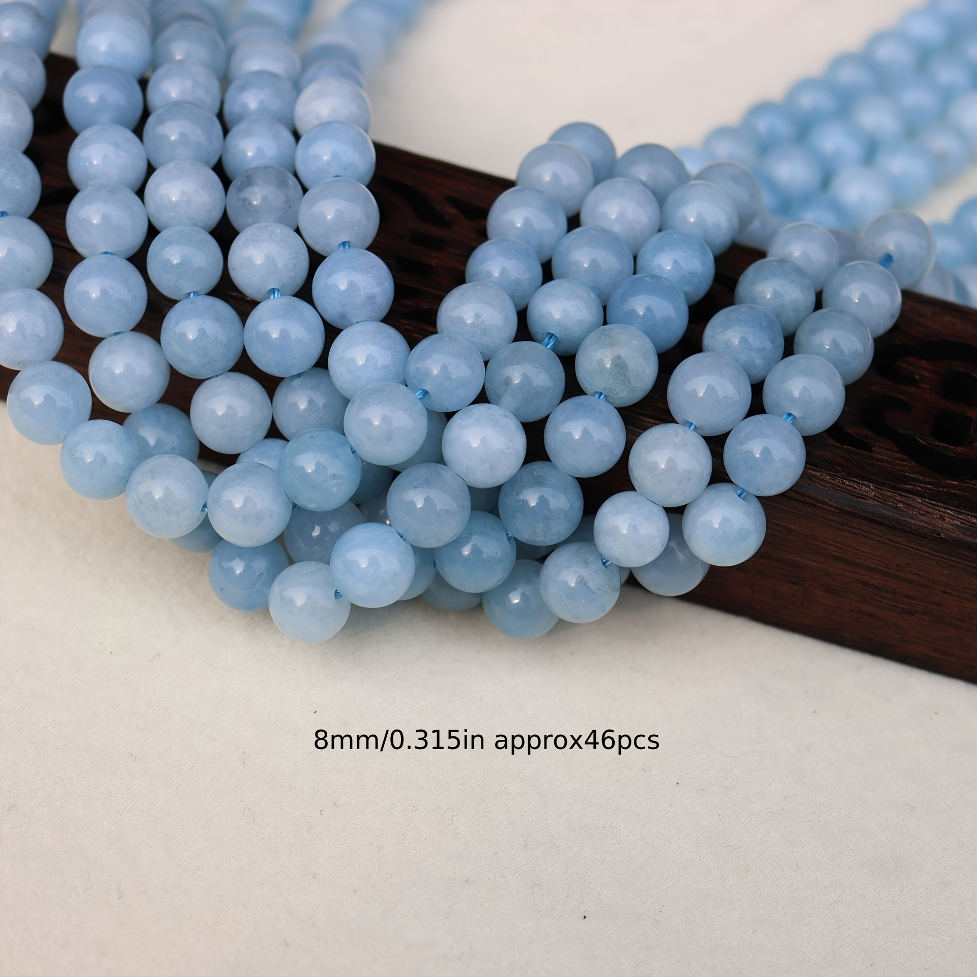 TEMU Aquamarine Beads - 6-8-10mm Round Stones, Loose Pearls For Making - Ideal For Bracelets, Necklaces, And Earrings - 15-inch, Making|aquamarine Beads|natural , Jewelry Making Supplies