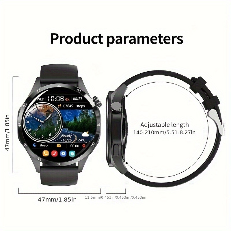 NFC Smart Watch For Men, GPS Motion Trajectory AMOLED 360*360 HD Screen, AI Voice Wireless Call, Compass Sport Fitness Tracker Smart Watches_voghion.com