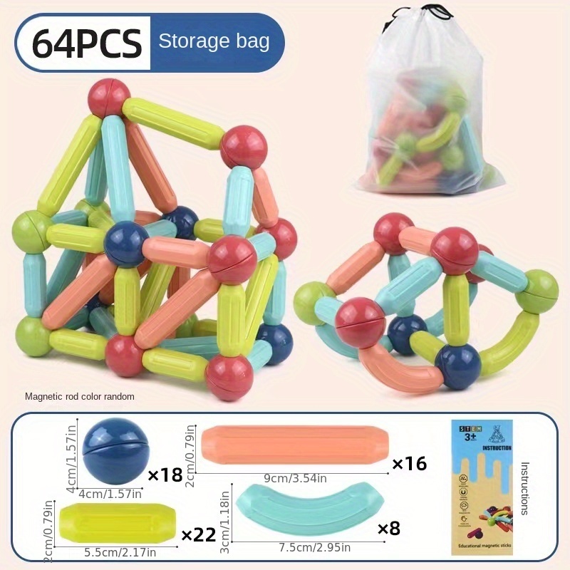 Jeu de construction magnétique – 64 pcs – Magasin de jouets et