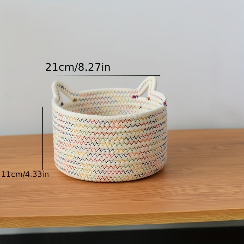 Cat Ear Woven Desktop Storage Basket Durable Storage Baskets - Temu