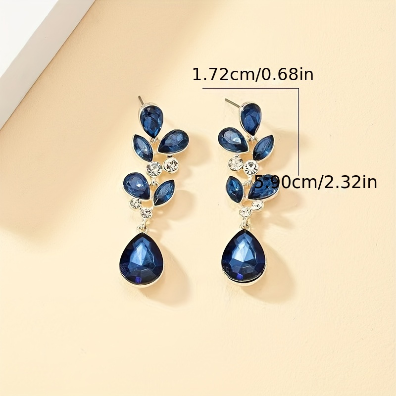 Vintage Leaf Rhinestone Stud Earrings Silver Plated Alloy Iron Post Synthetic G