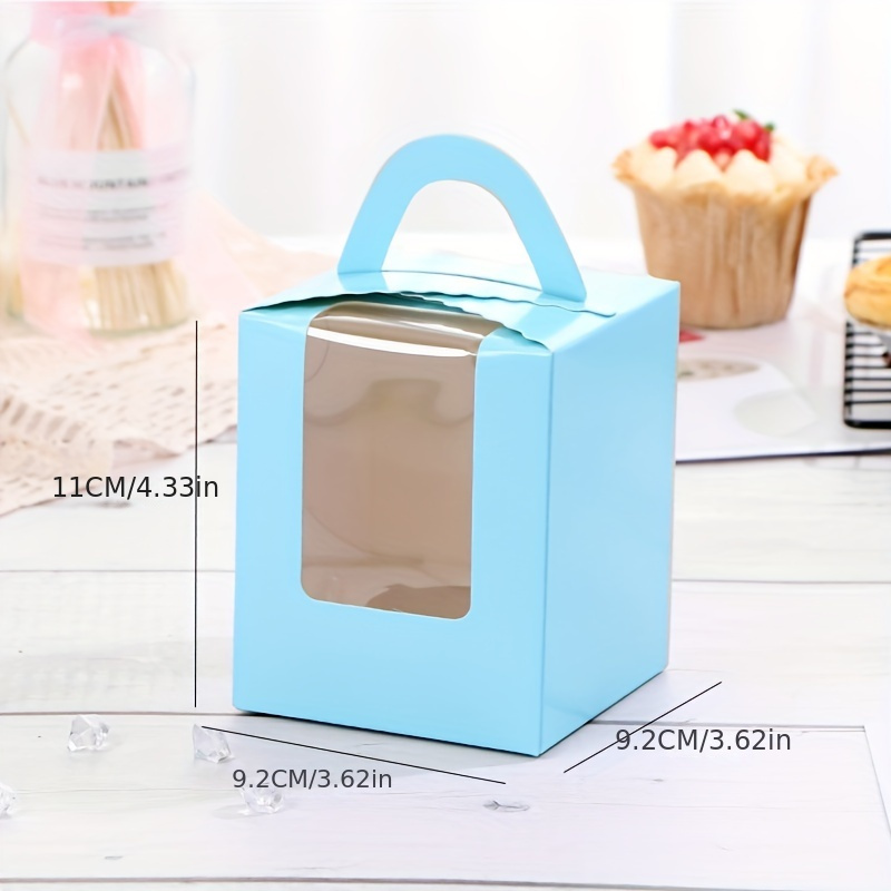 20 Cajas de regalo de papel con ventanas para regalos y postres, cajitas  para cupcakes pequeñas con ventanas en forma de corazón o cuadradas  (8*8*4cm) ER