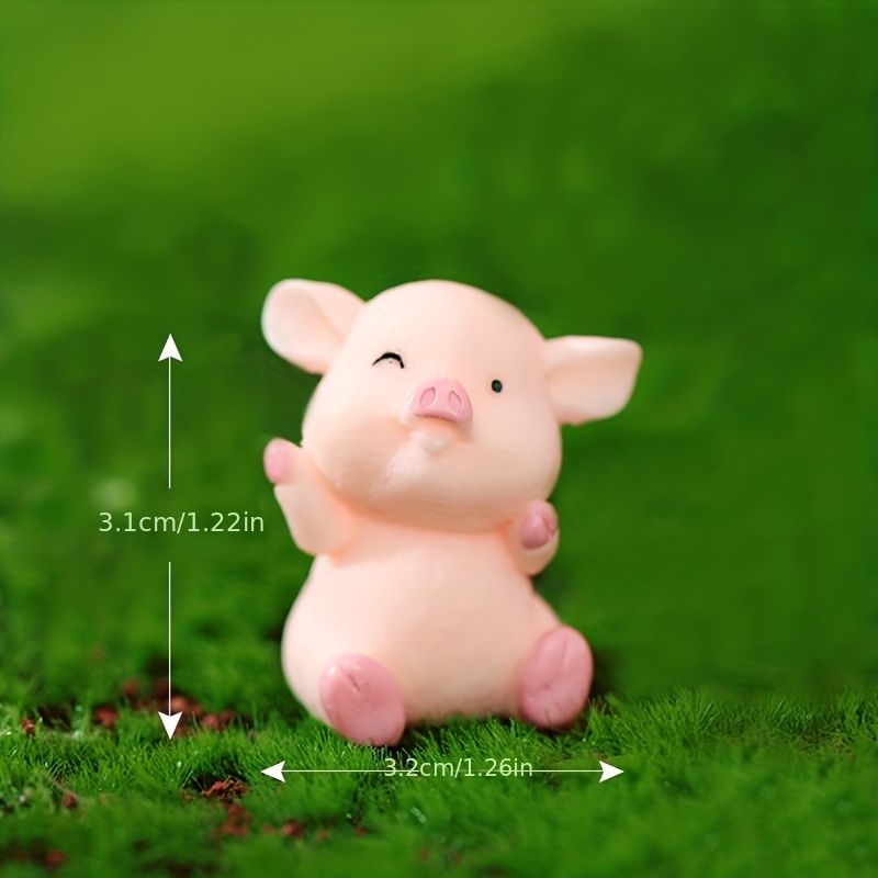 10/5pcs Kawaii Mini Resin Pig Cartoon Pigs Miniatures Terrarium Figurines  Luminous Ornaments Car Home Decoration Accessories