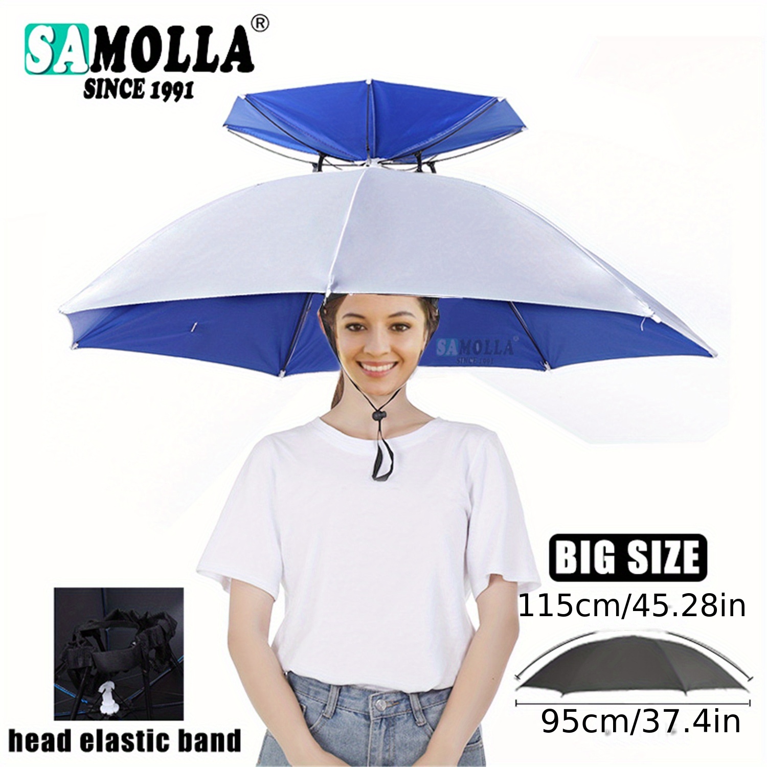 1pc Portable Foldable UV Protection Rain Umbrella Hat, Sunshade Waterproof Fishing Headwear for Outdoor Pesca Camping Beach, Fishing Accessories