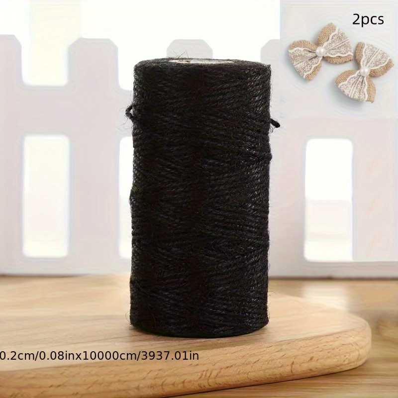 TEMU 10000cm Jute Rope, 0.2cm Thick, Natural Multicolor Yellow Jute Cord +7.5cm Bow Tie (2pcs), Handmade Diy Weaving Craft Accessory For Decoration,