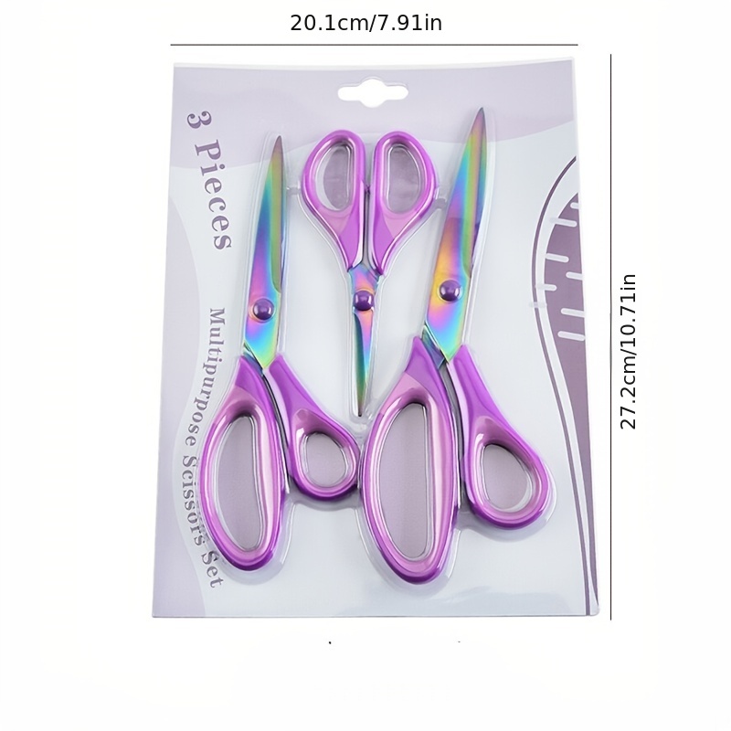 3 Pairs Titanium Sewing Scissors Set Tailor Scissors Embroidery Multipurpose