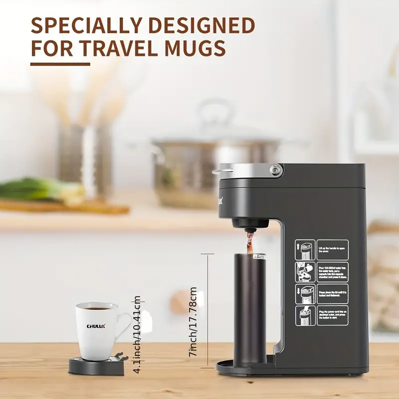 1pc capsule coffee maker ground coffee mini coffee machine brew delicious coffee in seconds with chulux upgrade single serve coffee maker 12oz fast brewing auto shut off one button operation coffee tools coffee accessories details 3