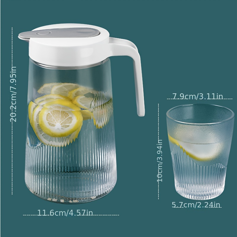 1pc, Glass Pitcher With Lid, 60.87oz Heavy Duty Water Pitcher, Drink  Carafe, For Hot And Cold Beverges, Drinkware, Glass Cup Available