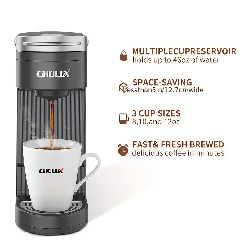 1pc capsule coffee maker ground coffee mini coffee machine brew delicious coffee in seconds with chulux upgrade single serve coffee maker 12oz fast brewing auto shut off one button operation coffee tools coffee accessories details 8