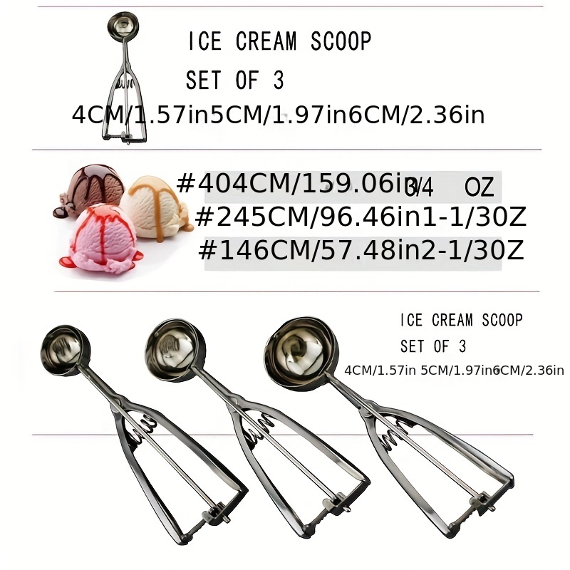 Ice Cream Scoop, Scoop Set, Stainless Steel Ice Cream Scooper With