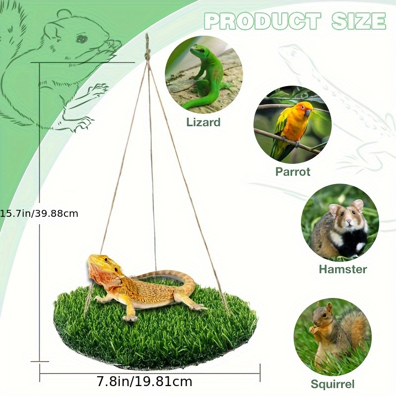 Reptile Hammock Swing Hanging Bed with PP Grass Pad