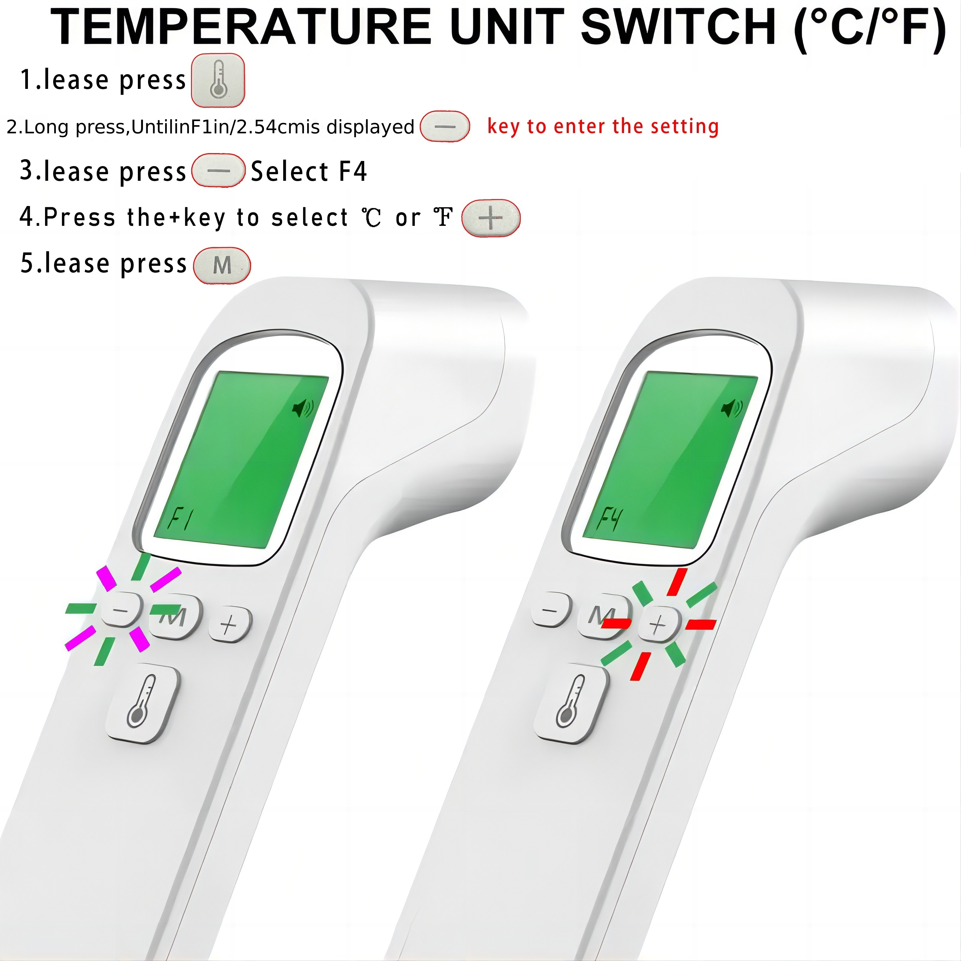 Termómetro digital para adultos y niños, termómetro de frente sin contacto  para bebé, termómetro infrarrojo de modo de superficie corporal 2 en 1 con  alarma de fiebre y en