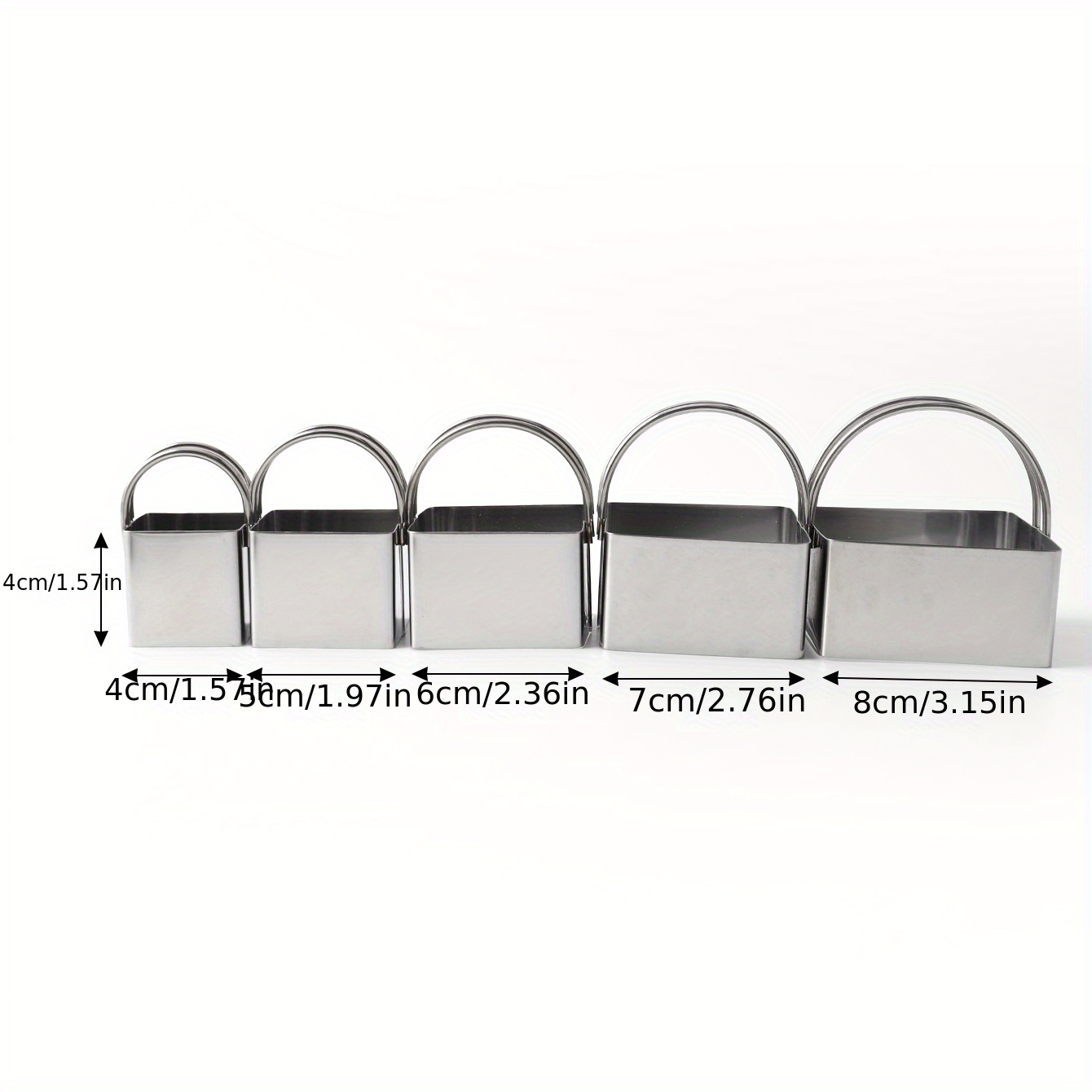 TEMU 5pcs, Square Cookie Cutters, Stainless Steek Candy Mold, Biscuit Molds, Chocolate Cutters, Cake Decorating Molds, Baking Tools, Kitchen Gadgets,