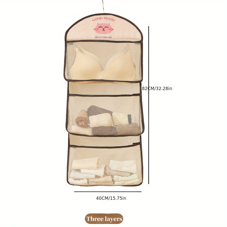 3-уровневый висячий органайзер для гардероба, сетчатый стеллаж для хранения носков, нижнего белья, универсальная многофункциональная сумка для общежитий, шкафов, экономящий пространство, детали дизайна 6