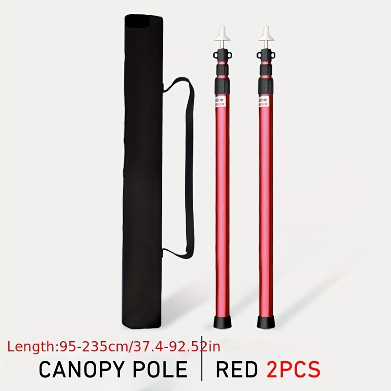 Image of Westtune 2pcs Camping Canopy Pole, Aluminum Alloy Telescopic Tent Support, Foldable Beach Shelter Awning Pole For Outdoor