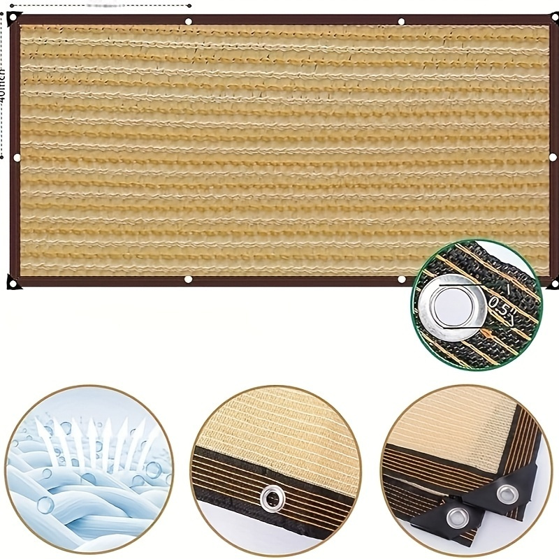 Beige Outdoor Sunshade Sail - Durable PE Fabric, Iron Stand, Perfect for Balcony & Garden, All-Season Use, Holds 2 People