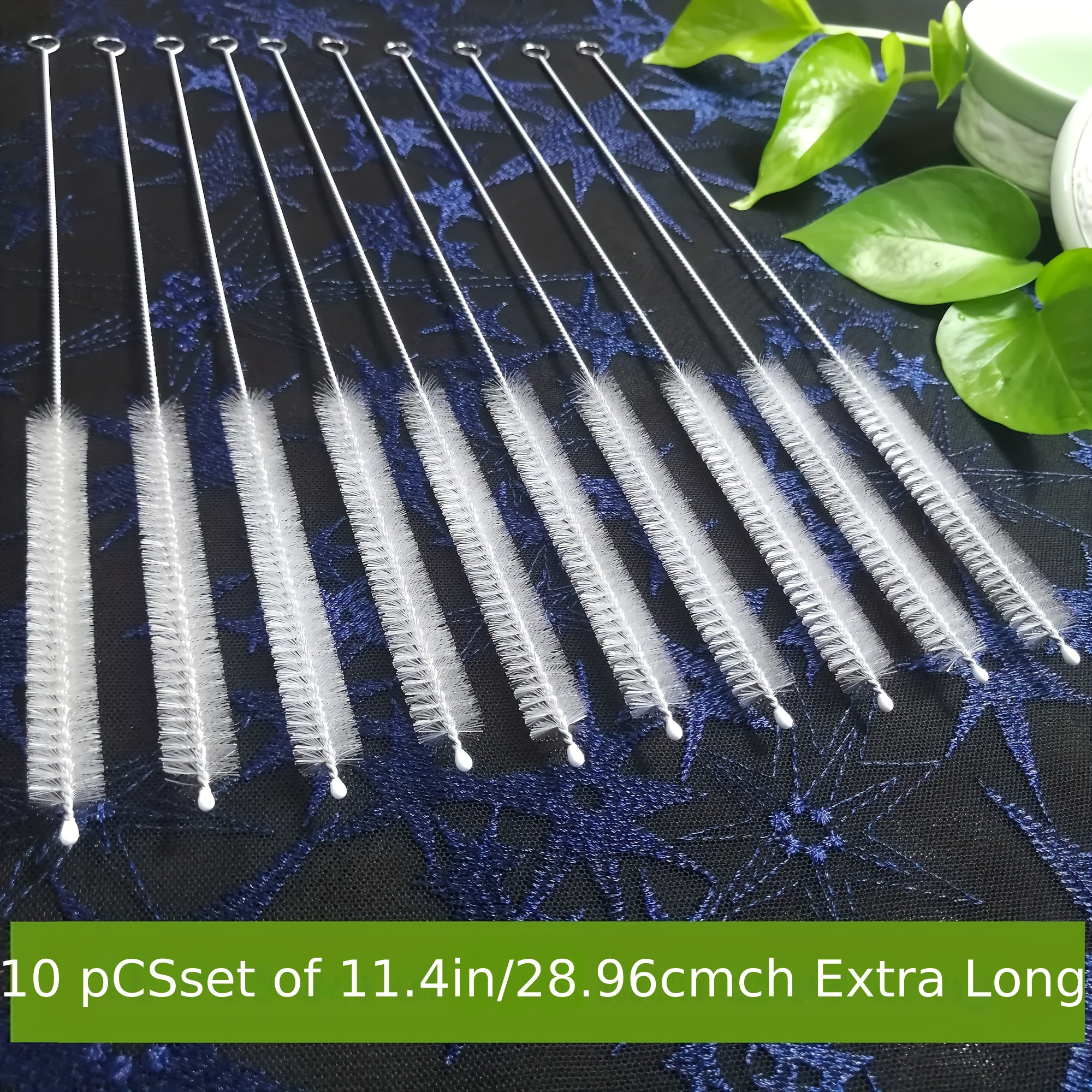 

10-piece Set Extra Long Straw Cleaning Brushes, 11.4-inch Stainless Steel Reusable Tube Cleaner For Straws, Cups, Bottles - Durable Handle, Protective Tip Design, Multipurpose, Uncharged