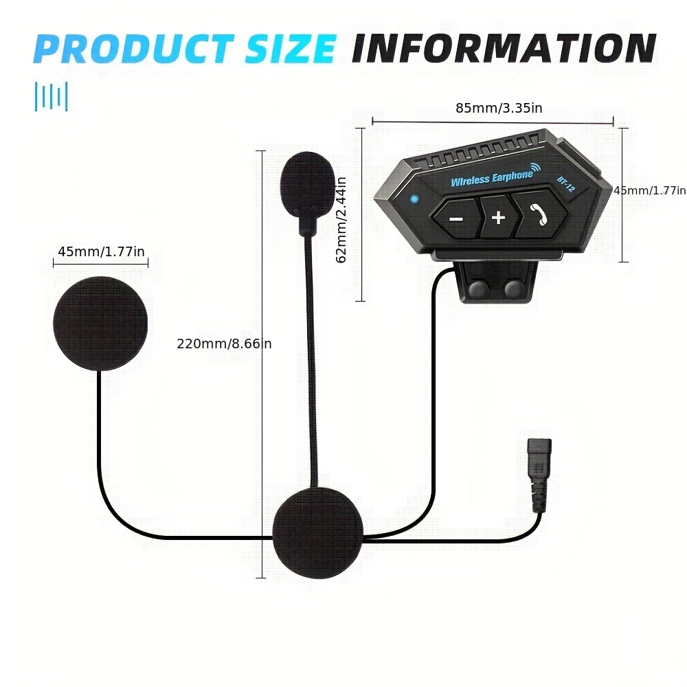 Boxed BT12 Motorcycle Helmet Headset