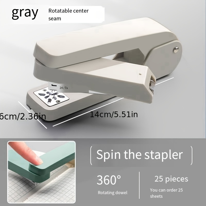 

Ergonomic 360° Rotating Desktop Stapler - Mechanical, Foldable Design In Abs Plastic, Sleek White With Metal & Nail Capacity, Ideal For Office & Home Use