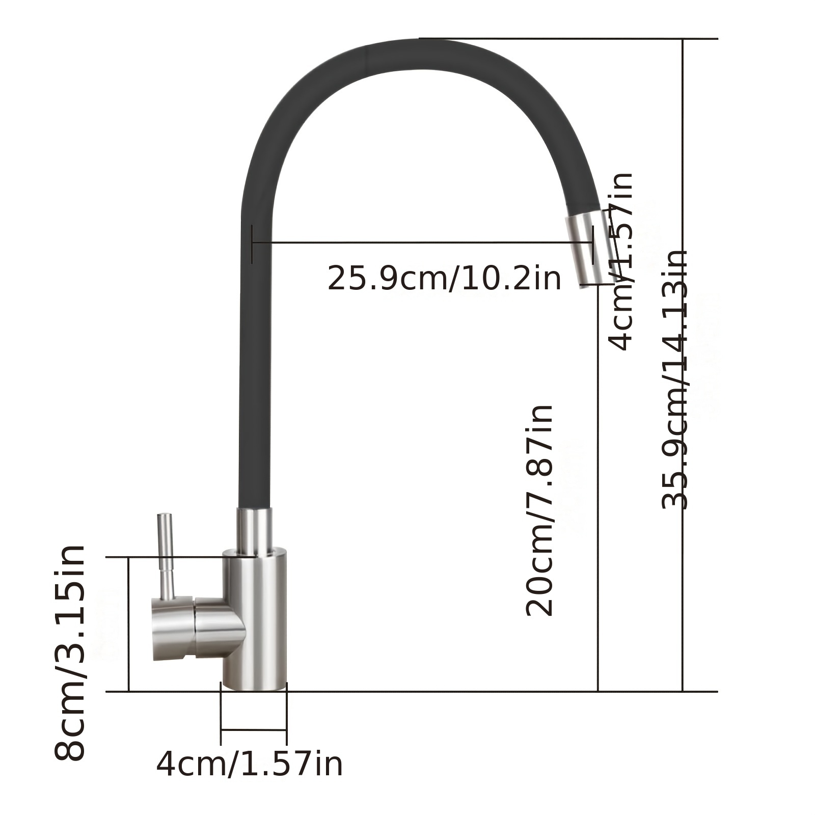 TEMU Kitchen Faucet - Large Retractable Faucet With Shower Sink Faucet 46.5cm Sink Faucet Black Mixer Faucet For Sink 360° Rotating Kitchen Bathroom