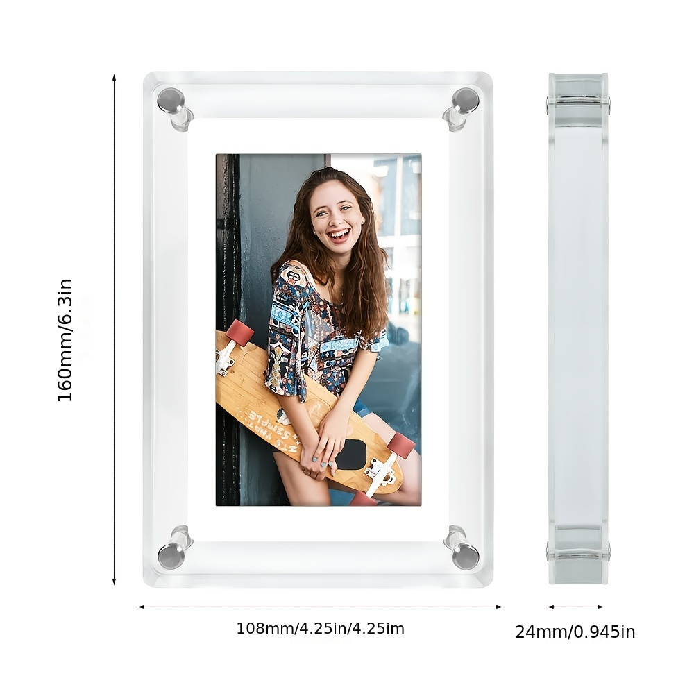 1pc   5 inch   picture frame acrylic abs tabletop photo frame with auto rotate 2gb memory 1500mah battery 1024    oblong shape for desktop display details 3