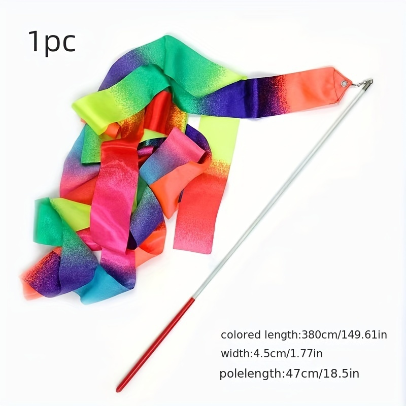 1/10pcs Gradient Color Gymnastics Ribbon With Stick, 2m/4m (78.74in/157.48in), Art Dance And Gymnastics Performance Props