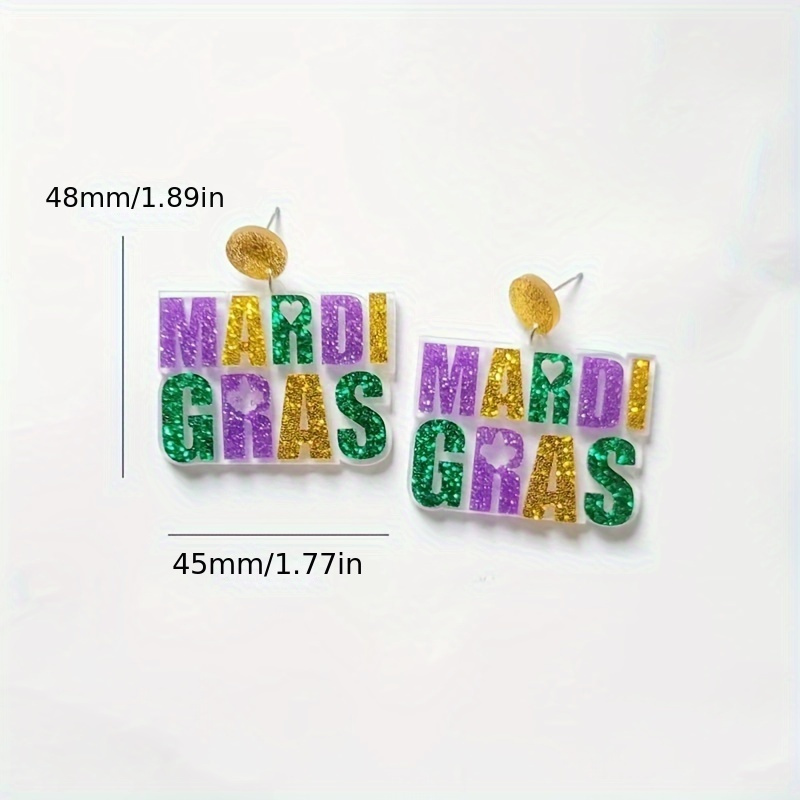 mardi gras dangle earrings