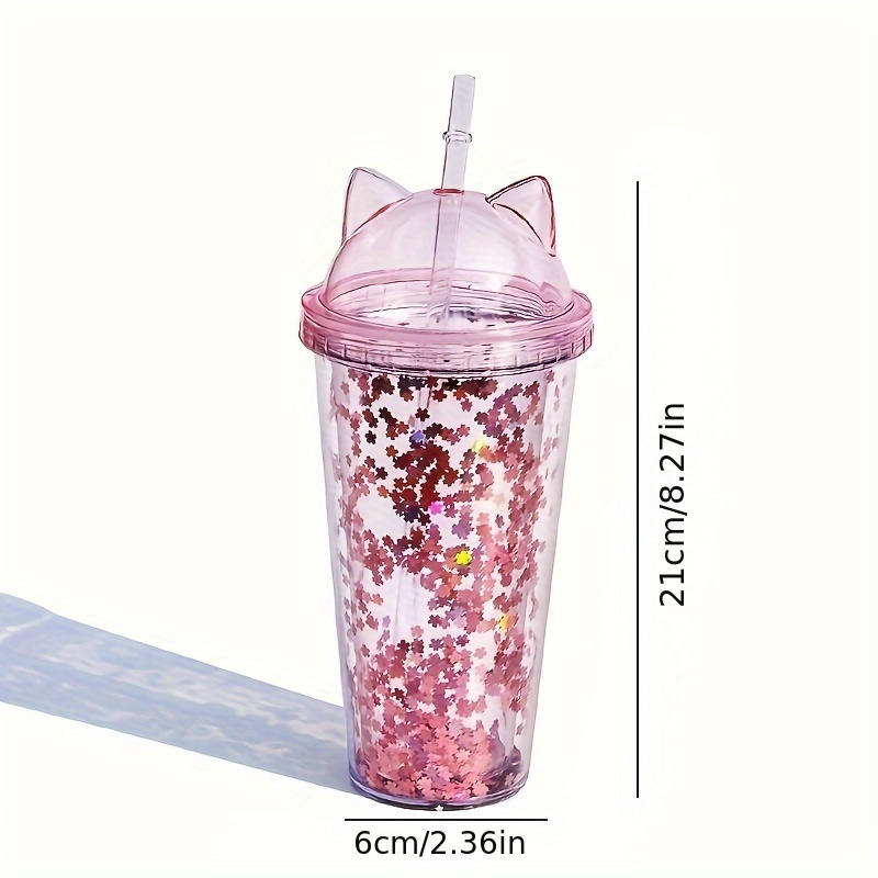 Cute Tumbler With Dome Lid And Straw Double Walled Plastic - Temu