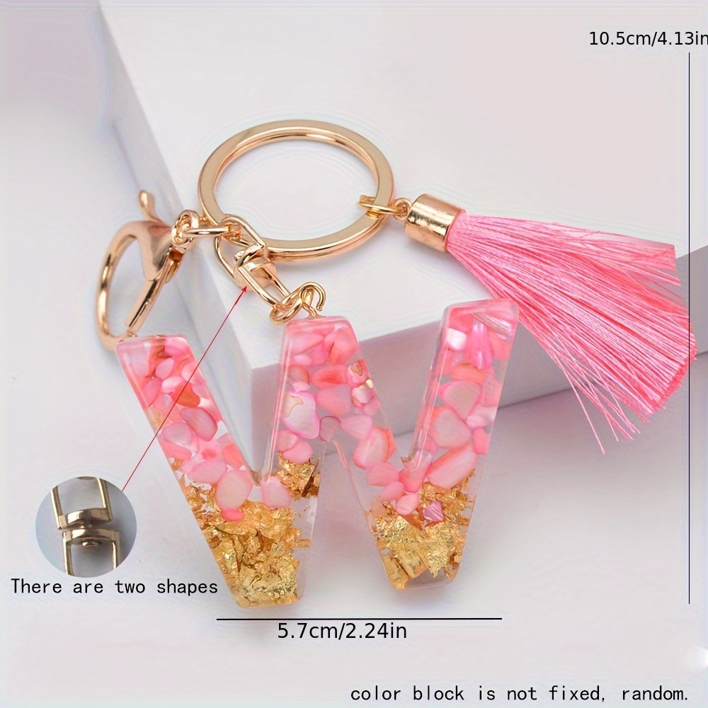 New Acrylic Letter Keychains 26 Glitter English Alphabet Tassels Jewelry  N6n5 Car Ball Bag Keyring Accessories Pendent N7M8