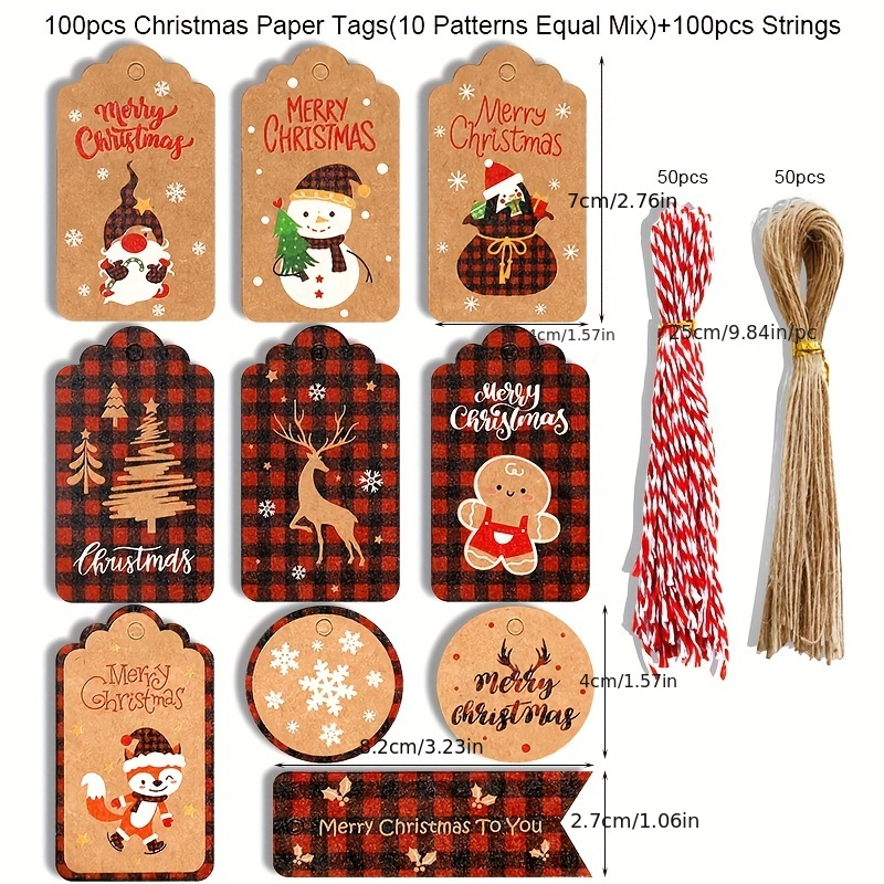  150 PCS Christmas Gift Tags with String : Health & Household