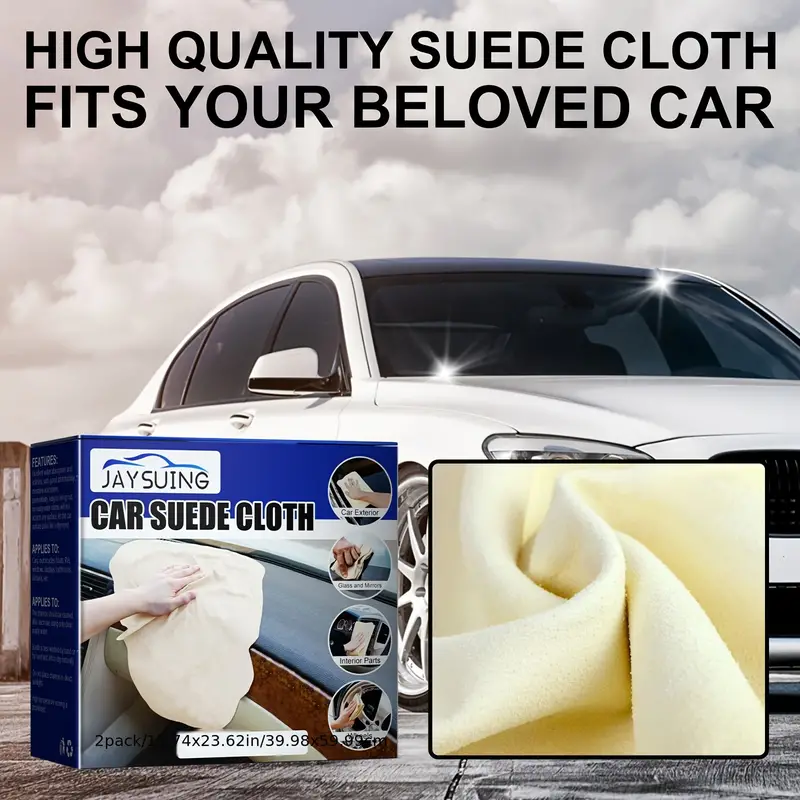 2 Pcaks Car Suede Cloth Suede Car Wipes Car Interior Glass - Temu