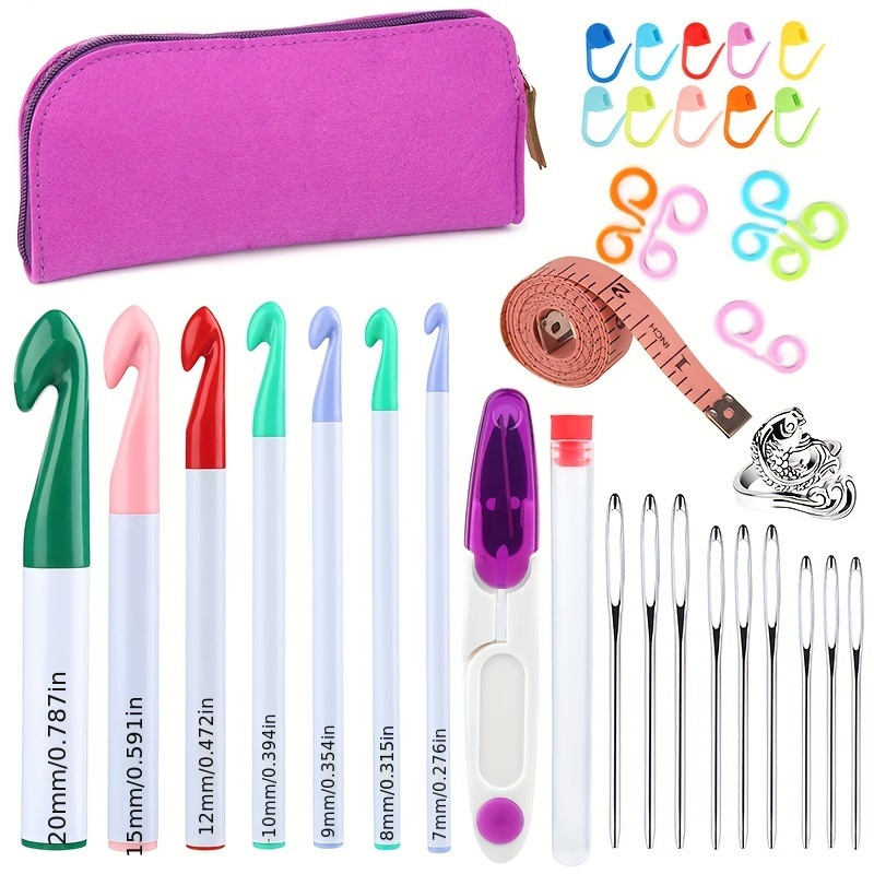 Crochet Hooks Kit Including Long Crochet Hooks Blunt Needles - Temu